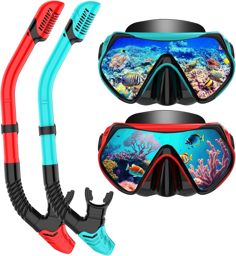 SOLAVA Snorkeling Gear for Adults, Snorkel Set Scuba Diving mask Dry-Top, Adult Swimming Goggles with Nose Cover, HD Tempered Glass Panoramic Anti-Leak Anti-Fog - Image 1